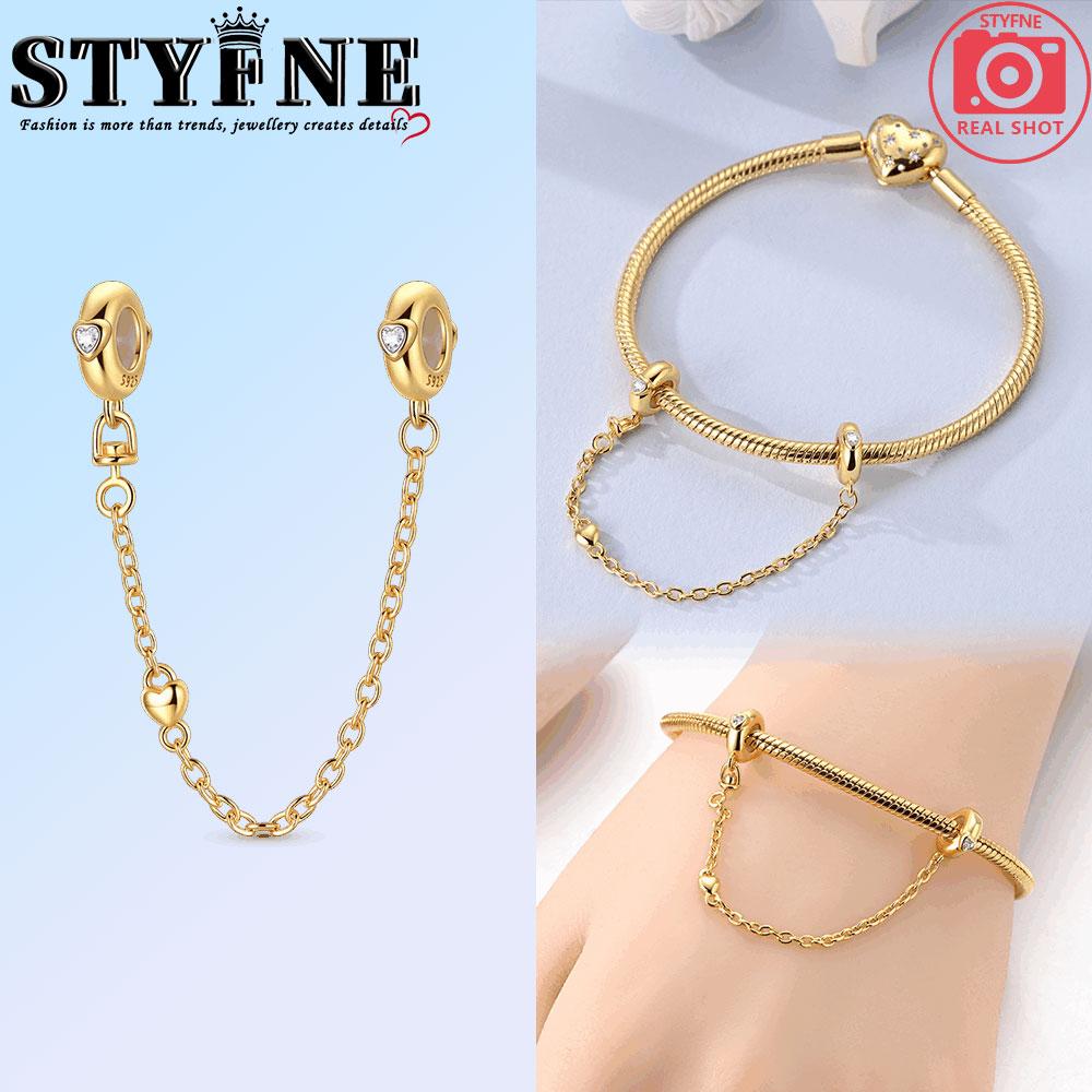Copper Beads Pendant Couple Security Chain Golden Sun, Glass Beads Charm For Women Bracelet Engagement Jewelry Gift
