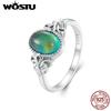 WOSTU 925 Silver Temperature Change Mood Ring Oval Emotion Feel Changeable Imitated Color Changing Ring Jewelry Gift