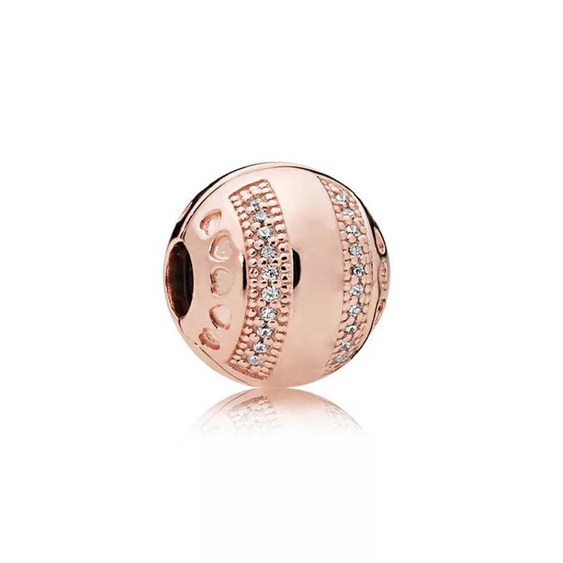 Sparkling Pavé Lines Beaded Clip Charm Charms Fit Originalbracelet Trinket Copper Charm Bead For Women Jewelry Trinket