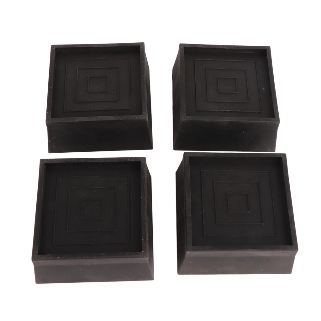 Furniture Riser 2 Inch Stackable TPU Square Desk Riser Heavy Duty Waterproof Anti Slip Black Heighten Riser Bed Lift