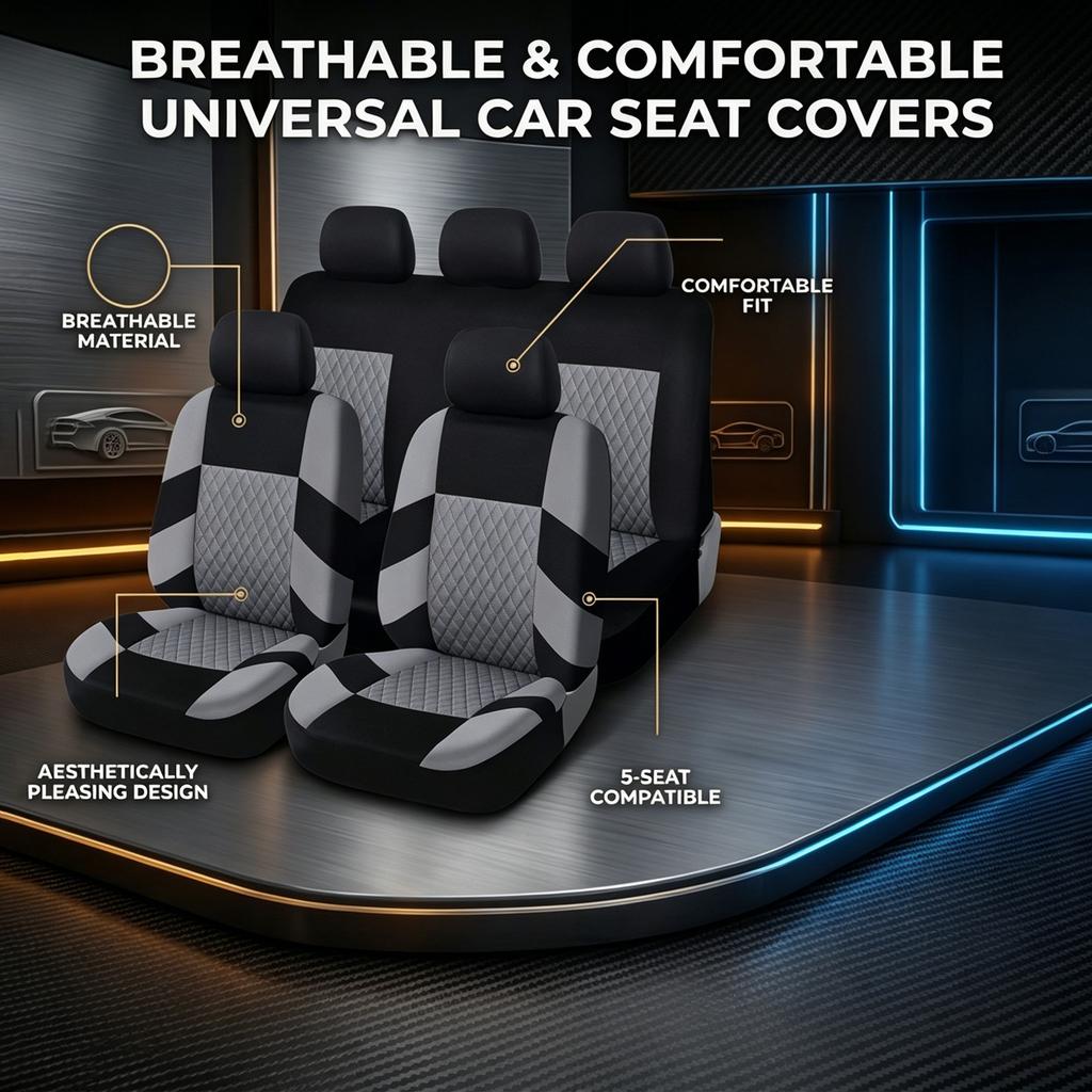 9pcs  car seat covers,  front and rear seat covers, full set of car seat covers, compatible with seat .