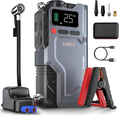 Tragbarer Starthilfe mit Luftkompressor 5000A Autostarter mit Luftpumpe 5 in 1 Funktion Starterbox 150PSI Starthilfe-Akkupack mit Digitalanzeige