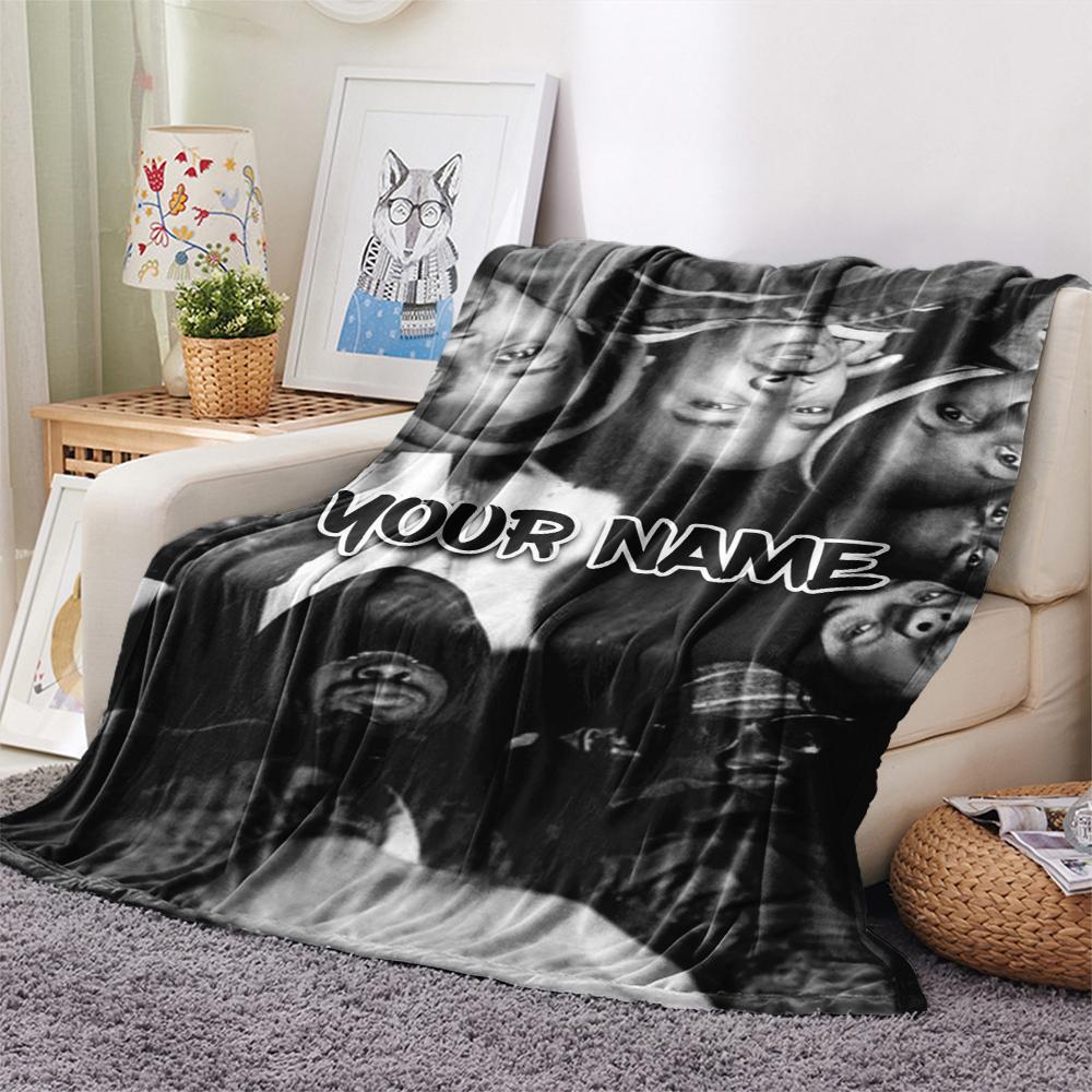 1PC Custom Name Wu Tang Clan Patterned Flannel Blanket Suitable For All Seasons for Home Decor Warmth and Comfort Gifts Holiday Present