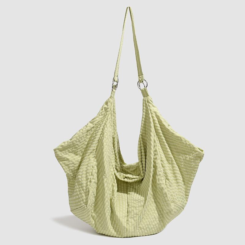 Relaxation anti-splashing casual shoulder bag large capacity simple plaid literary messenger bag flow versatile dumpling bag
