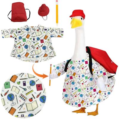 Back To School Goose Statue Clothes with Schoolbag Lawn Goose Clothing for Indoor Outdoor Patio Yard Lawn Art Decor