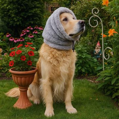 Noise-Proof Dog Calming Earmuffs Windproof Breathable Dog Soothing Hood Prevent Fright Soft Warm Pet Head Cover Cold Weather