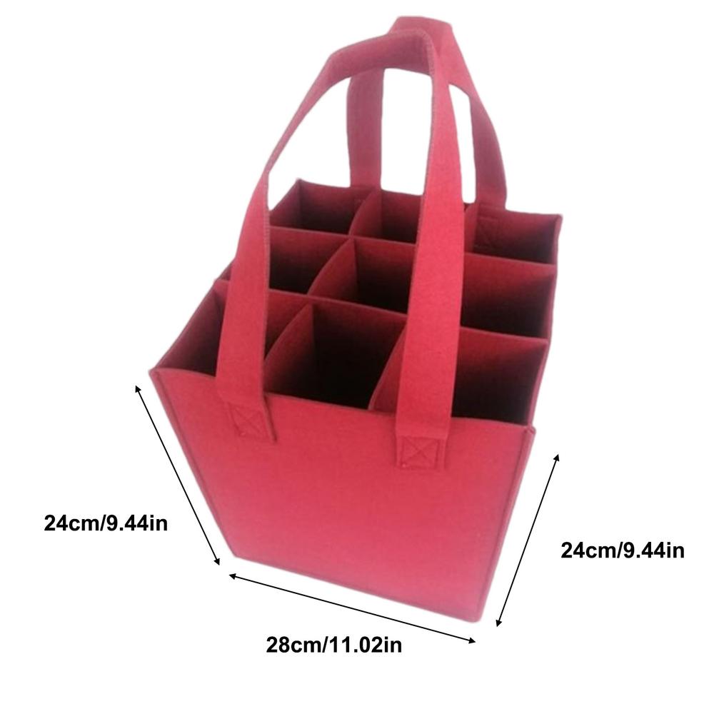 Wine Carrier Tote Felt 9 Bottle Wine Bags Reusable Wine Bag For Travel. Picnic Byob Portable Leakproof Wine Tote Bag For Dinner