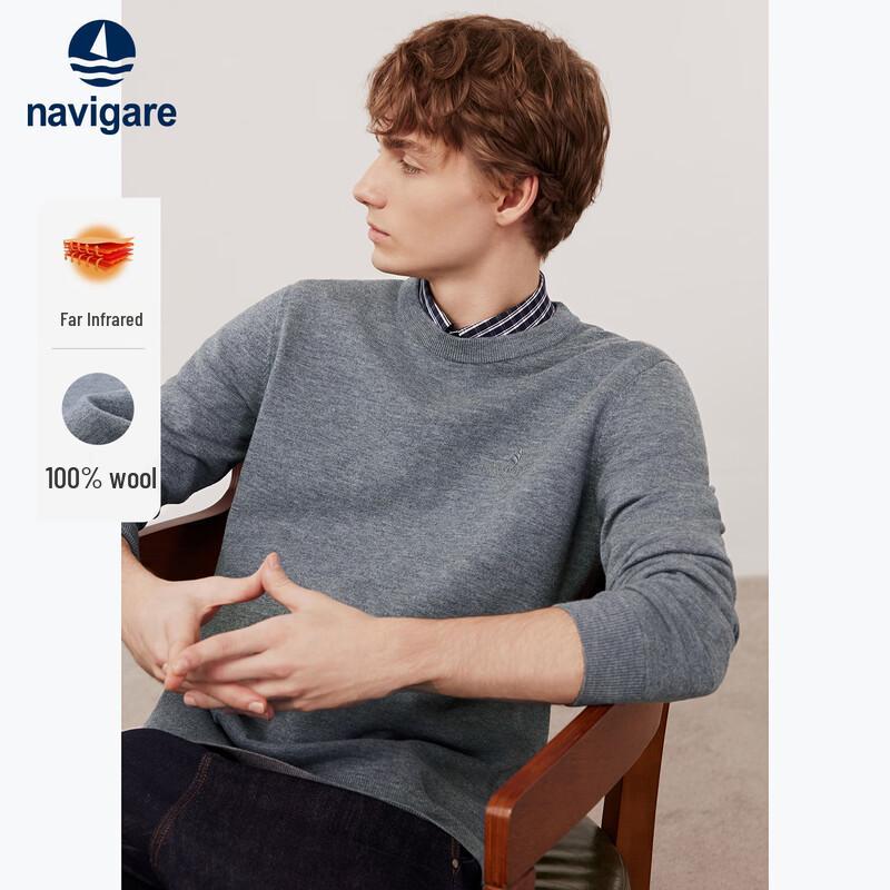 Navigare Men's 100% Wool Crew Neck Sweater