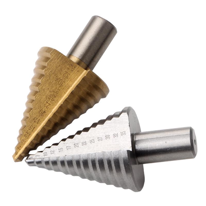 5-35mm Titanová/Přírodní barva Rychlořezná ocel Stupňovitý vrták pro Zpracování dřeva a Kovu.