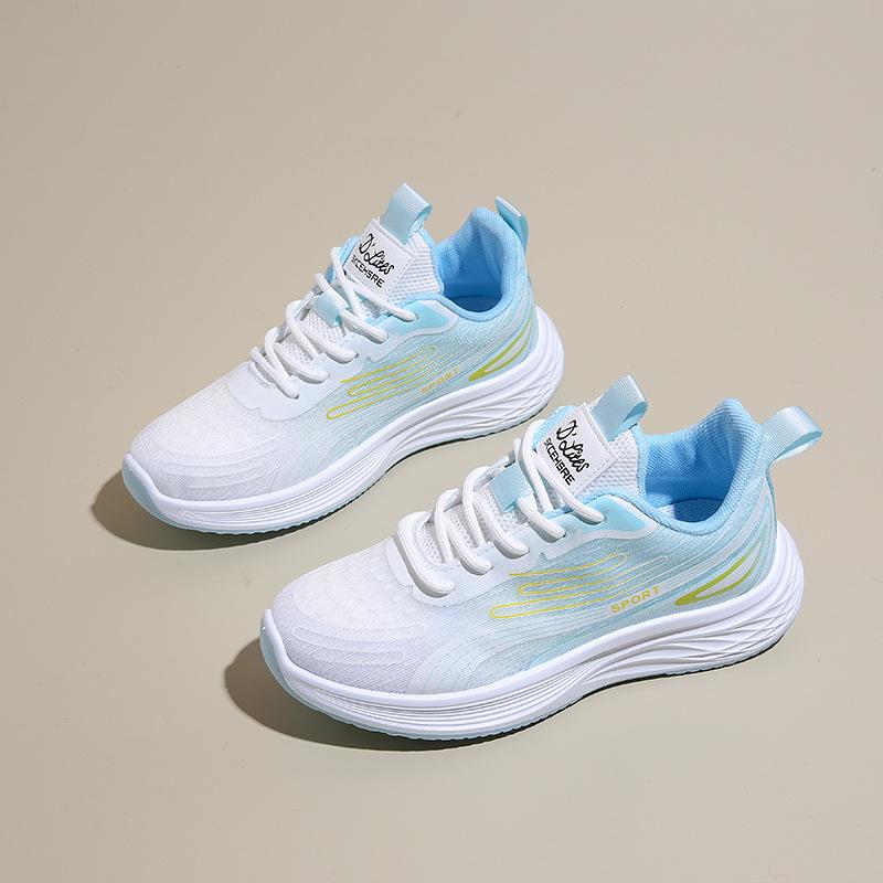 

ins корейская версия новых туфель из мушиной ткани женские летние студенческие спортивные беговые туфли повседневные туфли на платформе, увеличивающие рост W 41 светло-синий