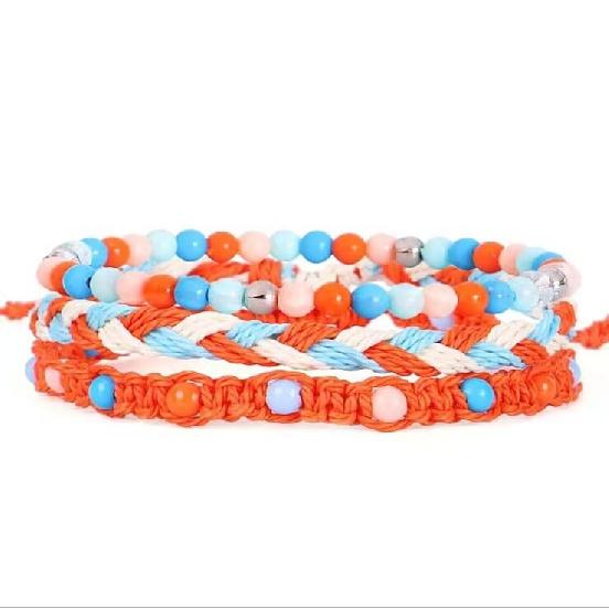 Unisex Wrap Bracelets Colorful Boho Linen Braided Feather Charm Bracelet Slipknot Multi-layer Wristbands Vintage Beaded