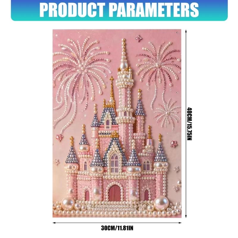 Pink Castles 3D Pearls Painting Set With Beads For Wall Art And Stress Relief