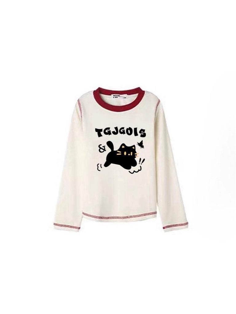 Herbst & Winter Mädchen Cartoon Baumwolle Langarm T-Shirt - 2025 Neue Mode Rundhals Oberteil