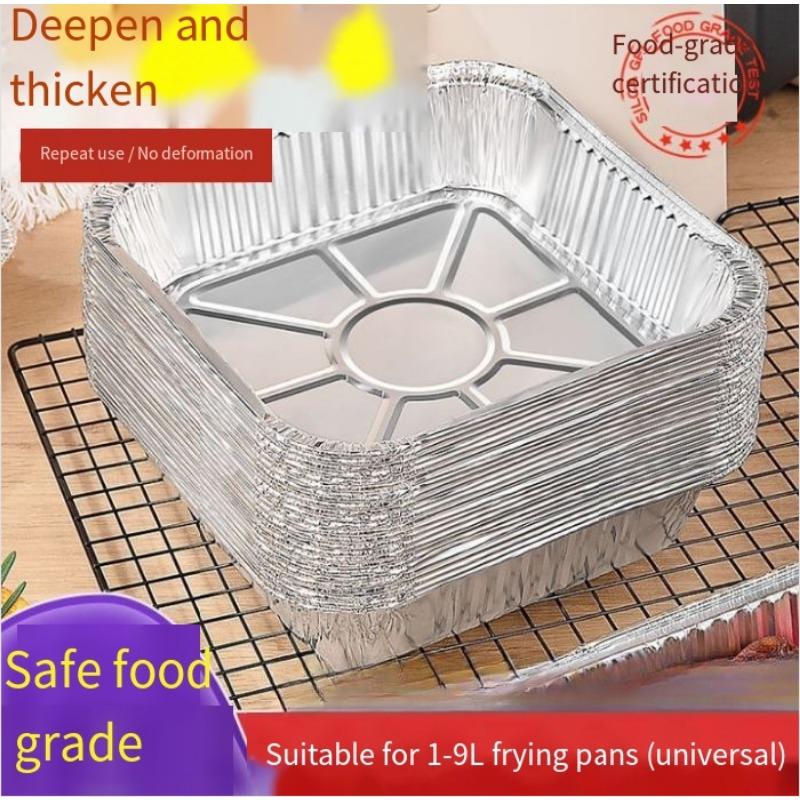 10PCS Tinfoil Tray Air Fryer Special Baking Tray Food Grade Thickened High Temperature Resistant Aluminum Foil Tinfoil Bowl