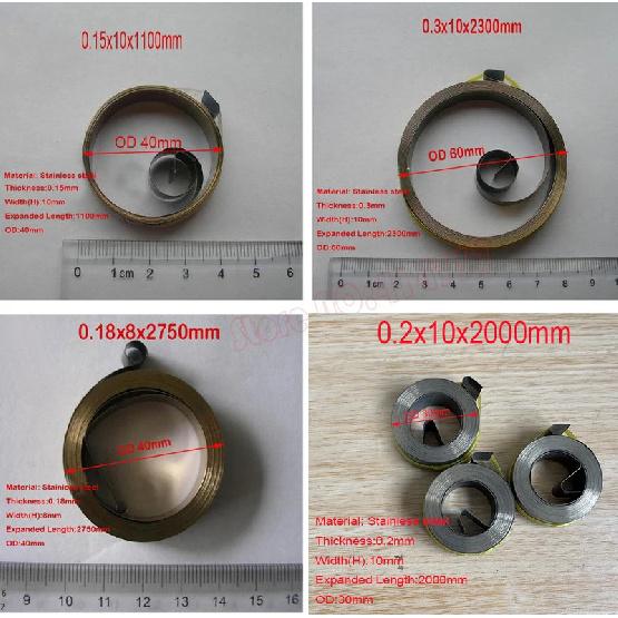 2pcs/lot 0.15-0.5mmThick 8-12mm width Spiral Flat Wire Coil Spring Constant Force Springs Small Spiral Styl Choose