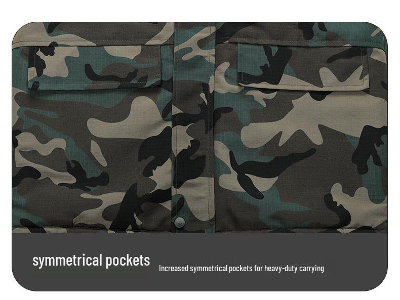 Camouflage Gefütterte Wasserdichte Baumwolljacke – Mittellang, Dick, Warm & Verschleißfest