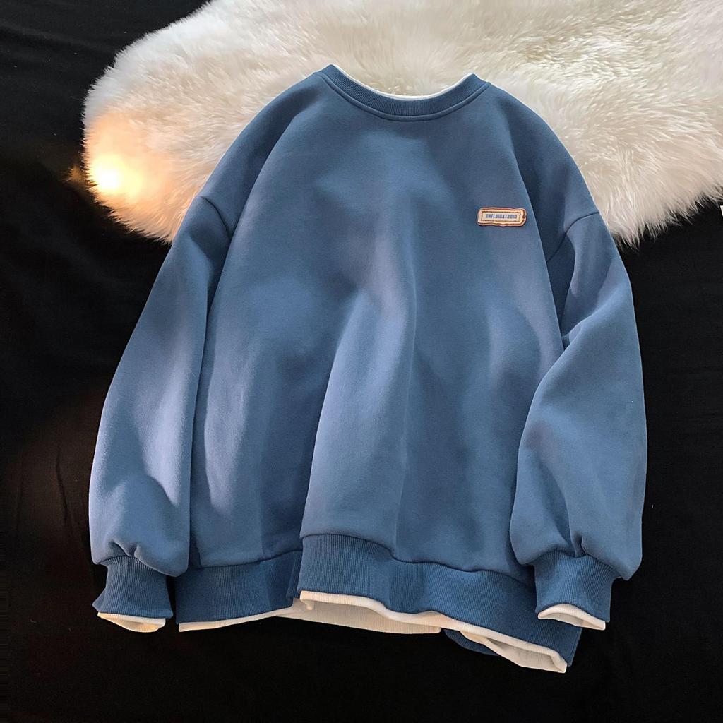 Spring And Autumn Top Fake Two Piece Hoodie Top Couple's Dress Style Lazy