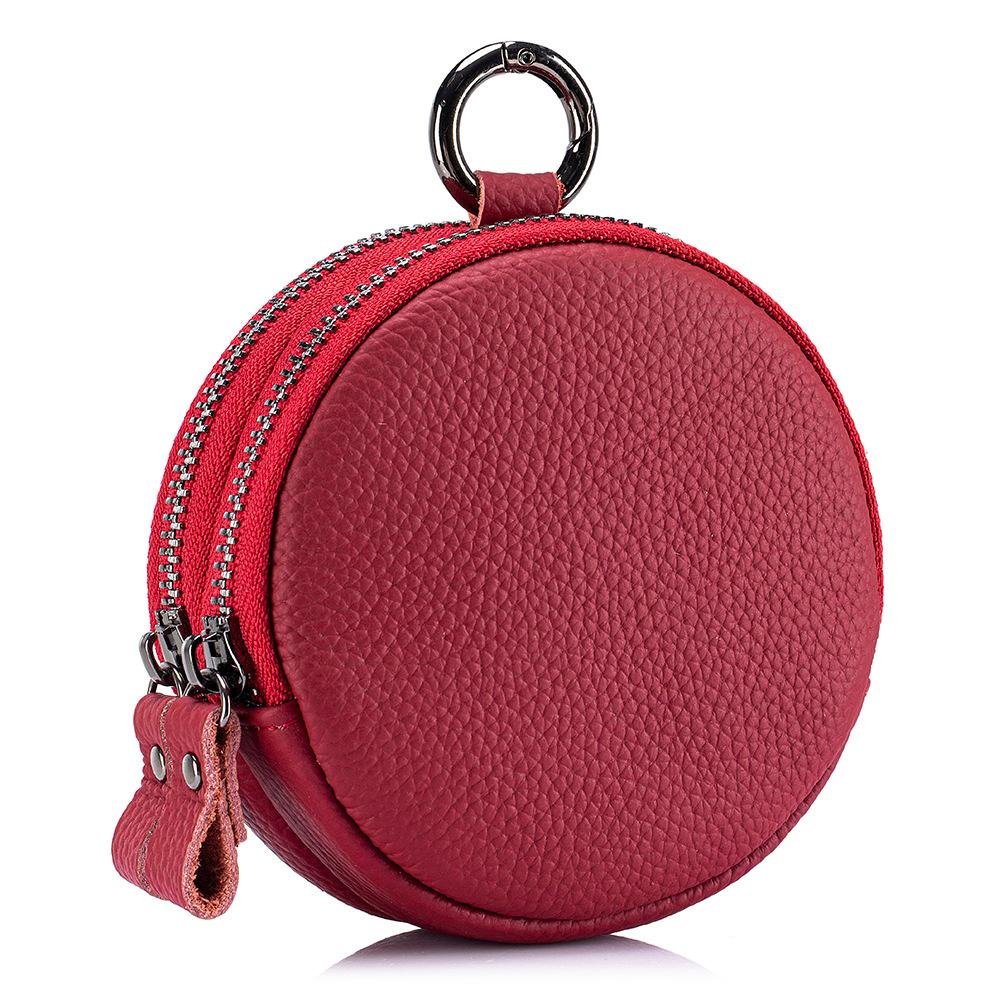 

2025 новая сумка для мелочи, подвесная сумка, маленькая круглая сумка, женская сумка с двойной молнией для хранения наушников, мини-маленький кошелек бордовый