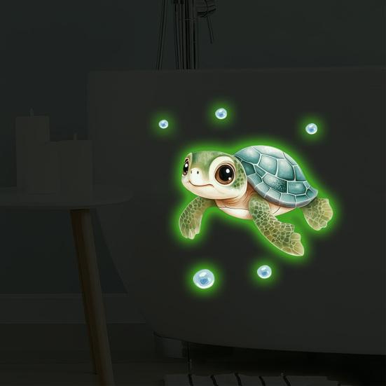 Yousheng Glow in The Dark Toilet Seat Sticker Sea Turtle Whale Bathroom Wall Decal under The Sea Ocean Sticker for Toilet Tank Lid