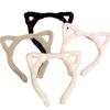 Plush Cat Ear Headband & Cute Heart Hair Clip Set for Skincare Routine