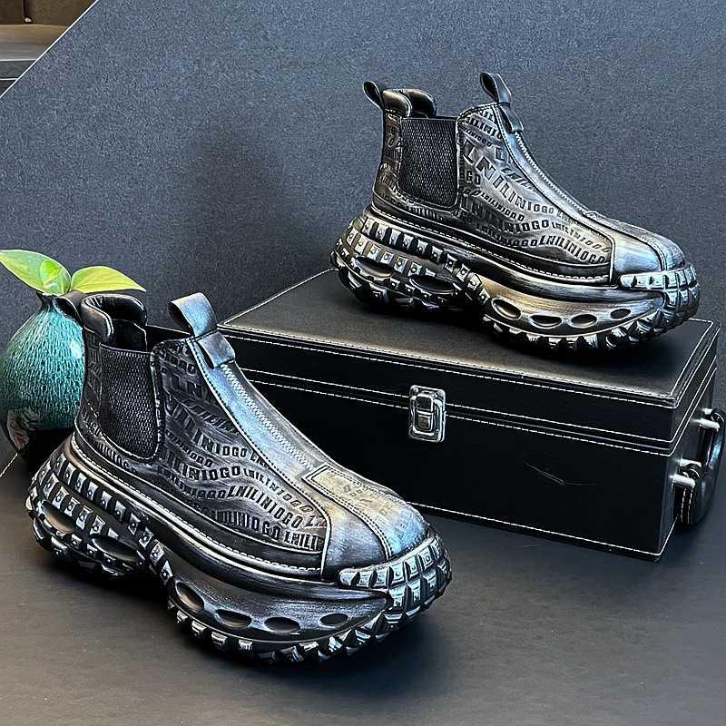 Fashion Vintage Fashion New Designer High Tops Men's Text Causal Shoes Flats Moccasins Walking Sneakers  Zapatillas Hombre Ankle Boots