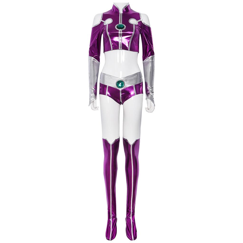 Teen Titans Starfire Cosplay Costume With Spandex Material For Women Anime Role Play