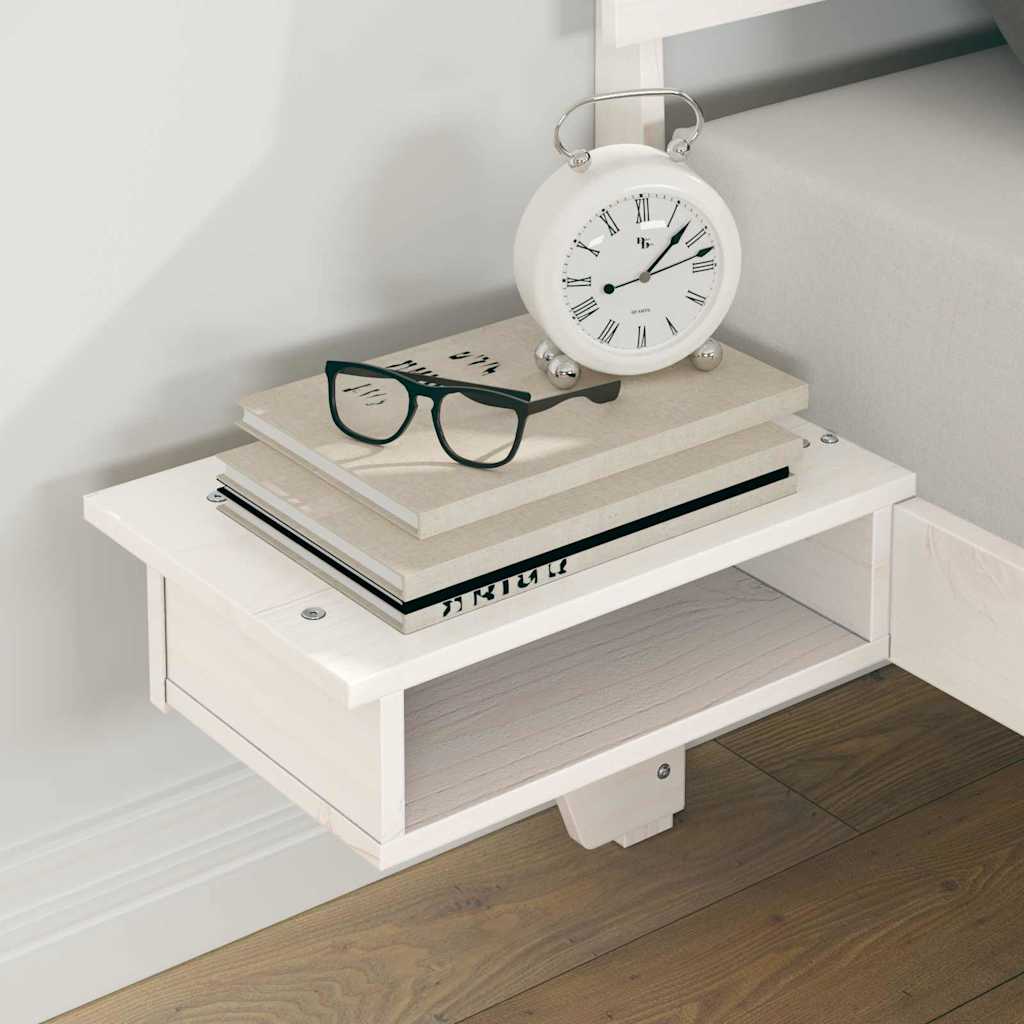 White Bed Frame with Headboard 120 x 190 cm Solid Pine Wood