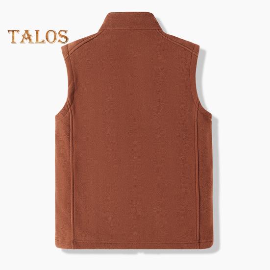Men Polar Fleece Waistcoat Regular Fit Sleeveless Stand-Up Collar Vest Coat with Zipper Pockets Thermal Insulation Vest Jacket