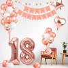 18-Year-Old Rose Gold Birthday Balloon Set, Large Birthday Fishtail Flag Balloon Star Latte Party Supplies