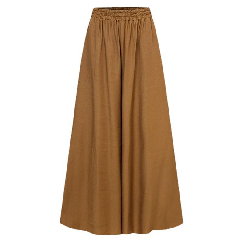Women's Elastic Wide Leg Pants High Elastic Waist  Full Length  Plus Size Trousers