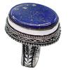 Lapis Lazuli Natural Gemstone Antique Silver Plated Ring US Size-7 R 609