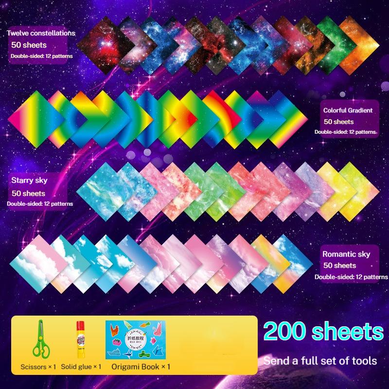Square Origami Paper Double Sides Solid Color Folding Lucky Wish Paper Crane Multicolor Handmade DIY Scrapbooking Craft Decor