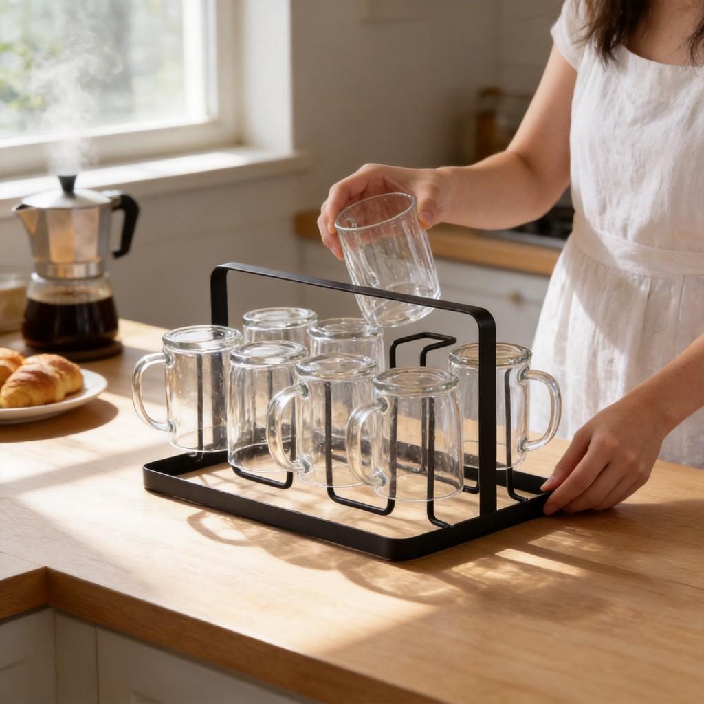 Home Kitchen Glass Tea Water Cups Set With Heatresistant Leadfree Glass For Hot Beverages