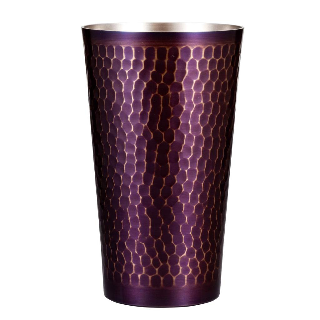 Shinko Metal Tumbler Purple Finish Medium 350ml Pure Copper Purple Finish Hammered Tumbler S-502P