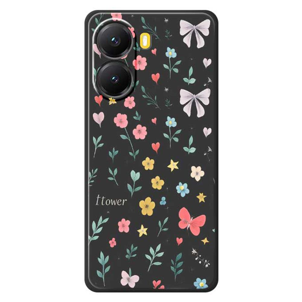 For Xiaomi Redmi Turbo 4 5G/Poco X7 Pro 5G Case Floral Bow Pattern Printing Straight Edge TPU Phone Back Cover