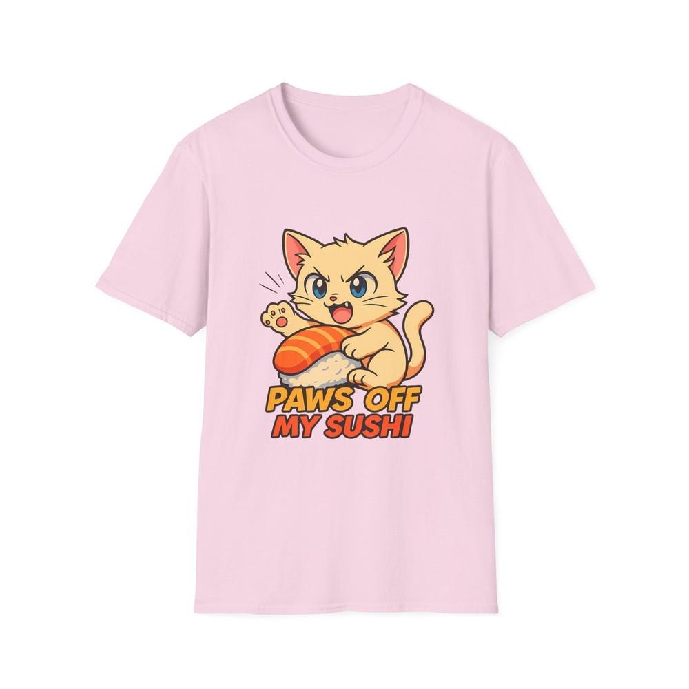 

Unisex Softstyle T-Shirt Fierce Cat Humor Paws Off My Sushi Foodie Tee 3XL
