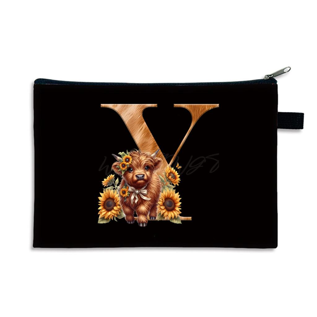 26 letter print size change bag Oxford cloth zipper storage bag Student portable pencil case