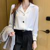 Blůza s dlouhým rukávem černobílá košile s límečkem oblek košile pro office lady J306
