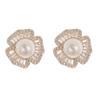 Elegant Pearl and Rhinestone Stud Earrings - Women's Stylish European and American Copper Accessories