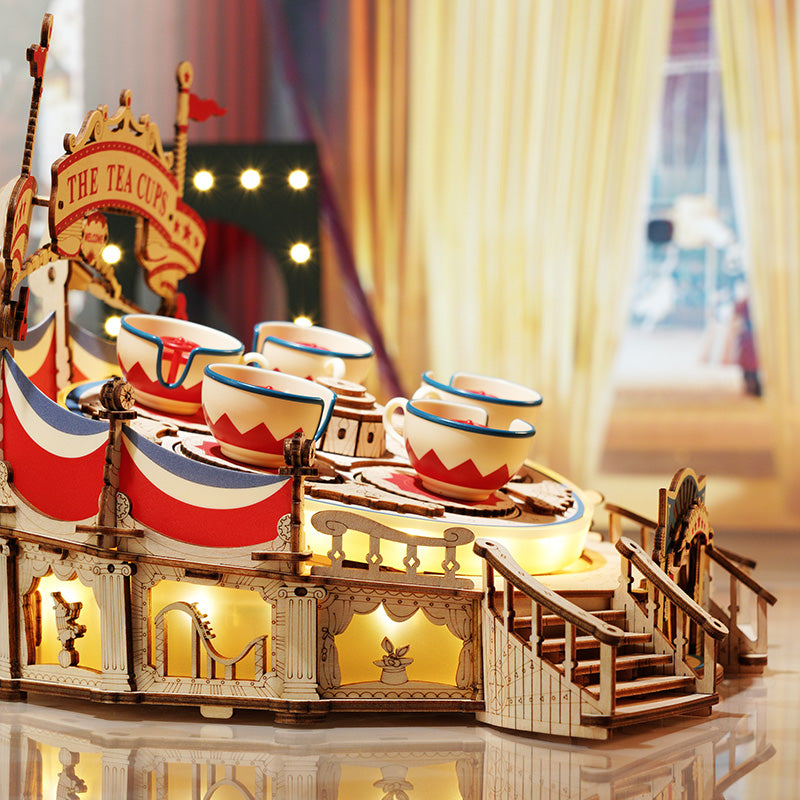 ROBOTIME ROKR Tilt-A-Whirl DIY Music Box 3D Wooden Puzzle EA04