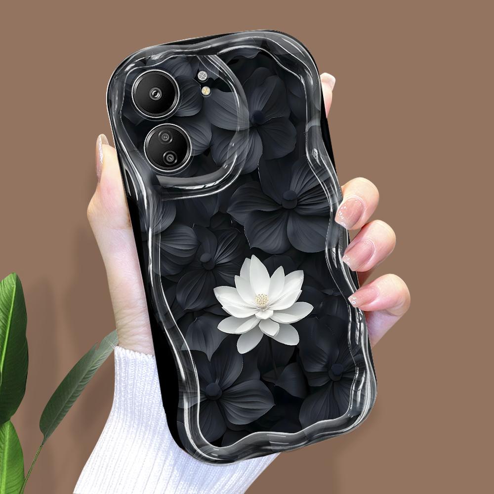 Roztomilý kreslený vzor krémová textura pouzdro vlnitý okraj měkký silikonový kryt pouzdro na telefon pro Xiaomi Redmi