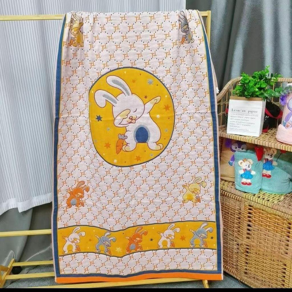 Extra Large Cotton Gauze Cartoon Bath Towel - Soft, Quick-Drying for Adults & Kids