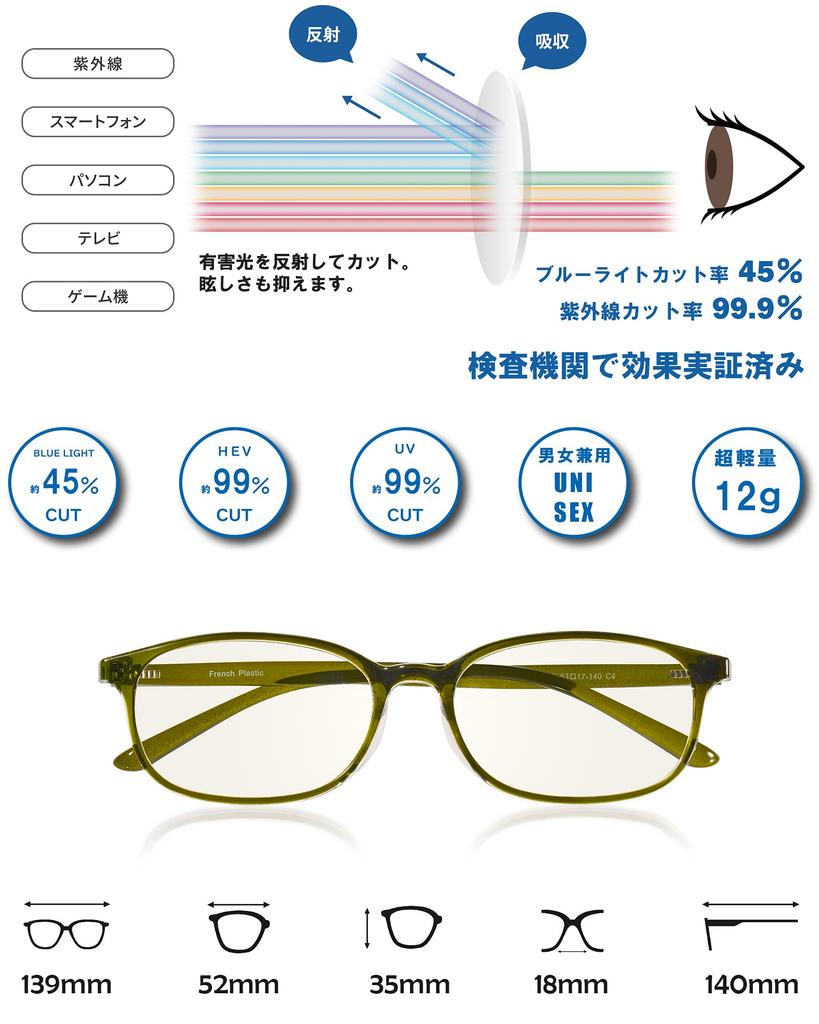 Latest Improved Blue Light Blocking PC JIS Standard Blue Light UV Wellington UV Fashion Glasses [ROTAKUMA] Glasses, Glasses, 45% Blocking, 99.9%