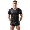 Herren sexy Unterwäsche, sexy Lacklederweste, T-Shirt mit Rundhalsausschnitt, Bühnenauftritt, kurzärmeliges Oberteil M