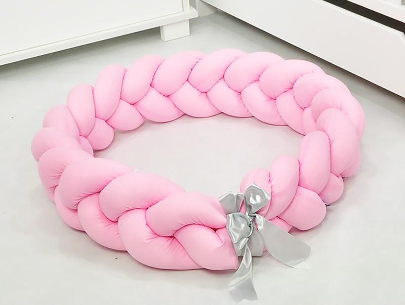 Braided cot bumper 210cm (pink)
