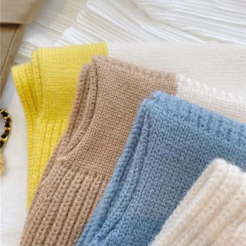 Sciarpa a Maglia Incrociata Corta Autunno Inverno Sciarpa Invernale Colorblock Scalda Collo Sciarpe Morbide Ispessite Per Donna Stola Corta Antivento