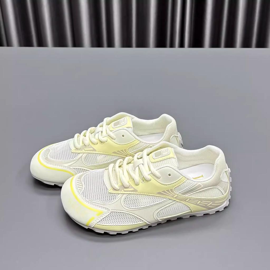 Summer new soft leather mesh breathable and lightweight women's versatile casual sports shoes