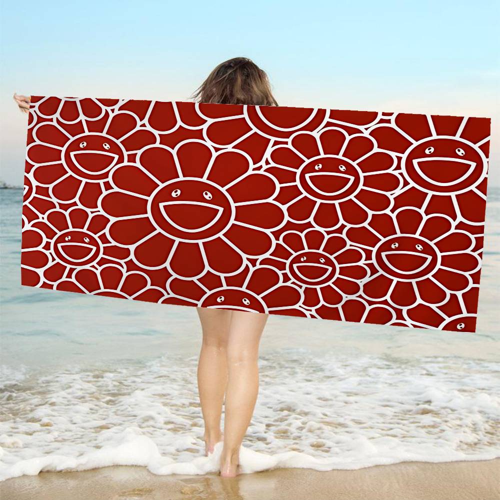 

Art T-Takashi M-Murakamis Beach Towel Colorful Bath Towels For Girl Microfiber Quick Dry Sand Free Beach Yoga Gym Pool W30*H60(CM)