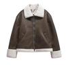 Women's Winter Shearling Suede Double-Sided Jacket with Turn-Down Collar
