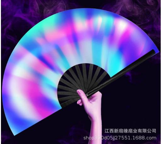 33cm Kung Fu Fan UV Printed Fluorescent Decorative Fans Bamboo Bone Performance Props Decorative Costumes